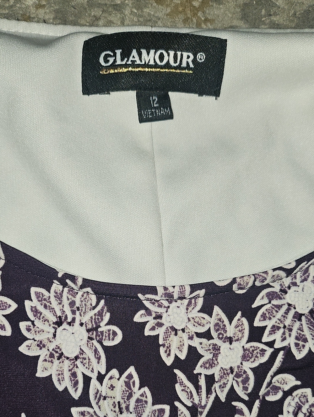 🟢 Glamorous Purple & White Floral Lace-Trim Bell Sleeve Midi Dress Large (12) - Picture 3 of 10